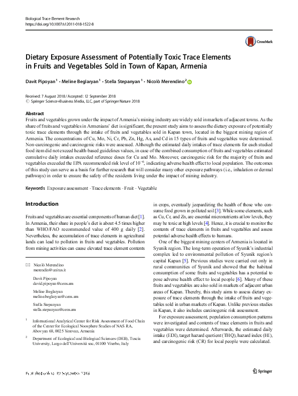 (PDF) Dietary Exposure Assessment of Potentially Toxic Trace Elements ...