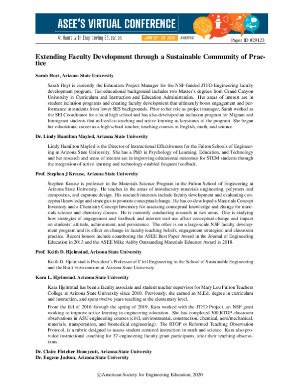 (PDF) Extending Faculty Development through a Sustainable Community of ...