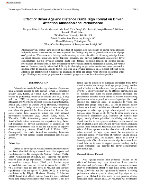 (PDF) Effect of Driver Age and Distance Guide Sign Format on Driver ...