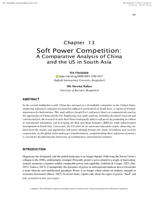 (PDF) Soft Power Competition: A Comparative Analysis of China and the ...