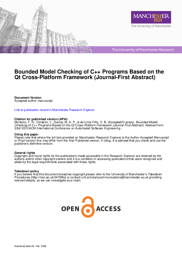 (PDF) Bounded model checking of C++ programs based on the Qt cross ...