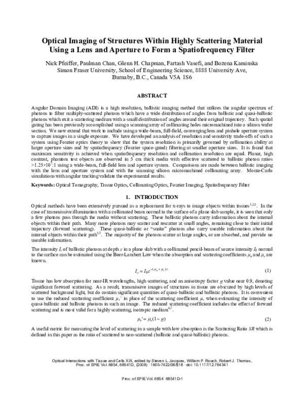 (PDF) Optical imaging of structures within highly scattering material ...