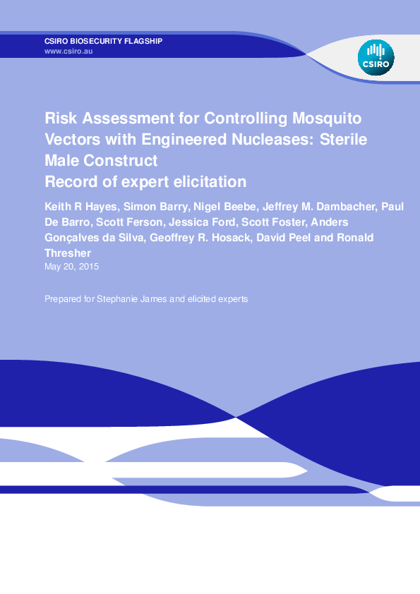 (PDF) Risk Assessment for Controlling Mosquito Vectors with Engineered ...