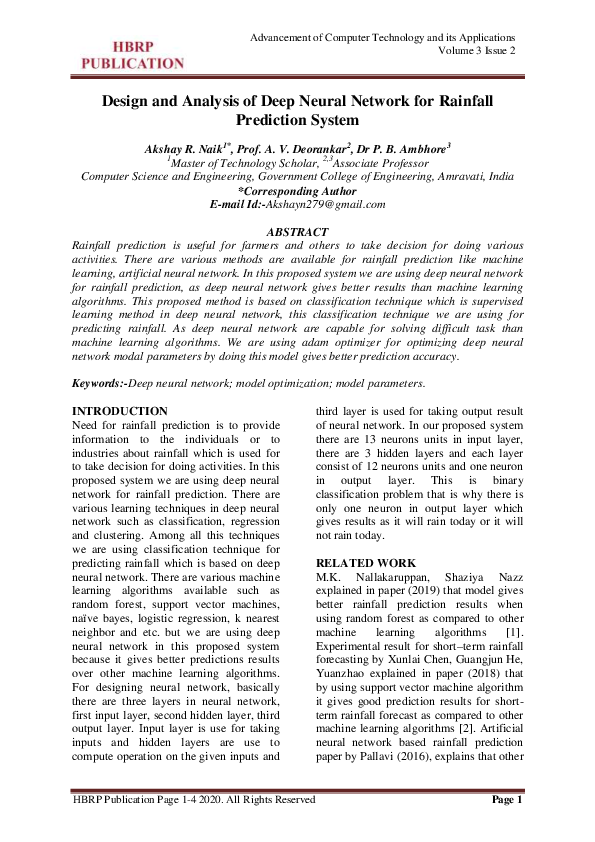 (PDF) Design and Analysis of Deep Neural Network for Rainfall ...