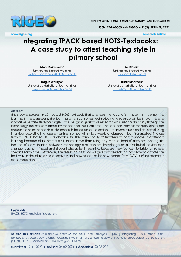 (PDF) Integrating TPACK based HOTS-Textbooks: A case study to attest ...