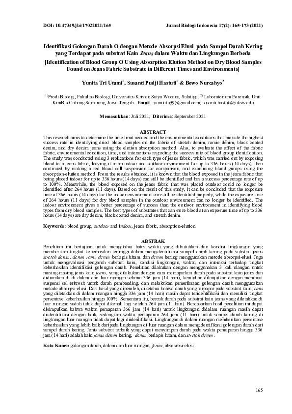 (PDF) Identifikasi Golongan Darah O dengan Metode Absorpsi Elusi pada ...