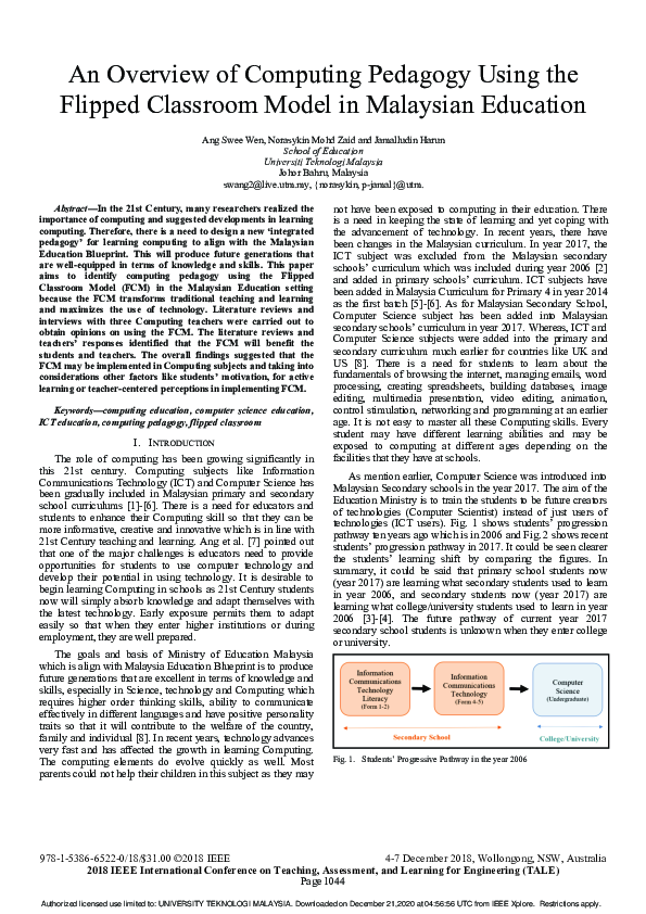 (PDF) An Overview of Computing Pedagogy Using the Flipped Classroom ...