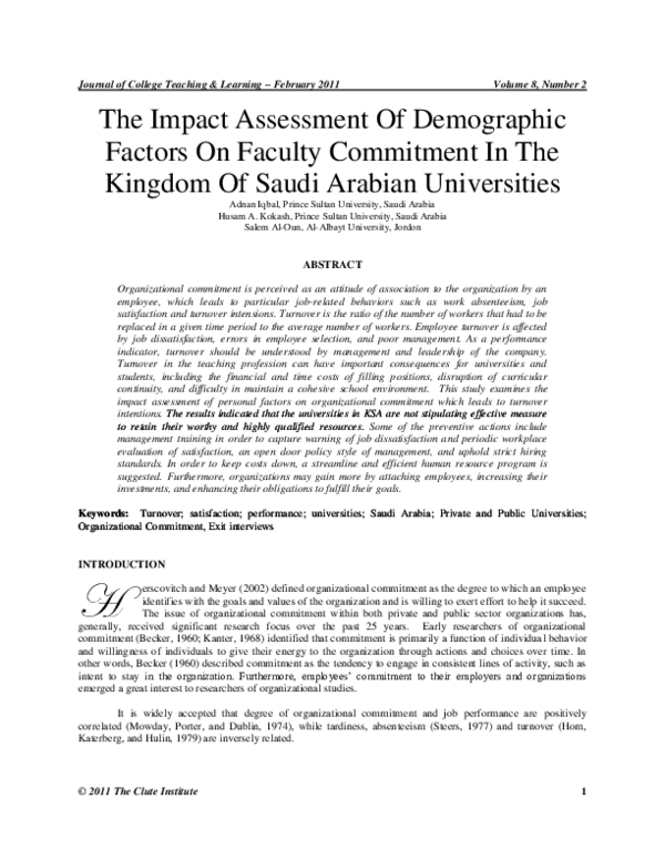 (PDF) The Impact Assessment Of Demographic Factors On Faculty ...