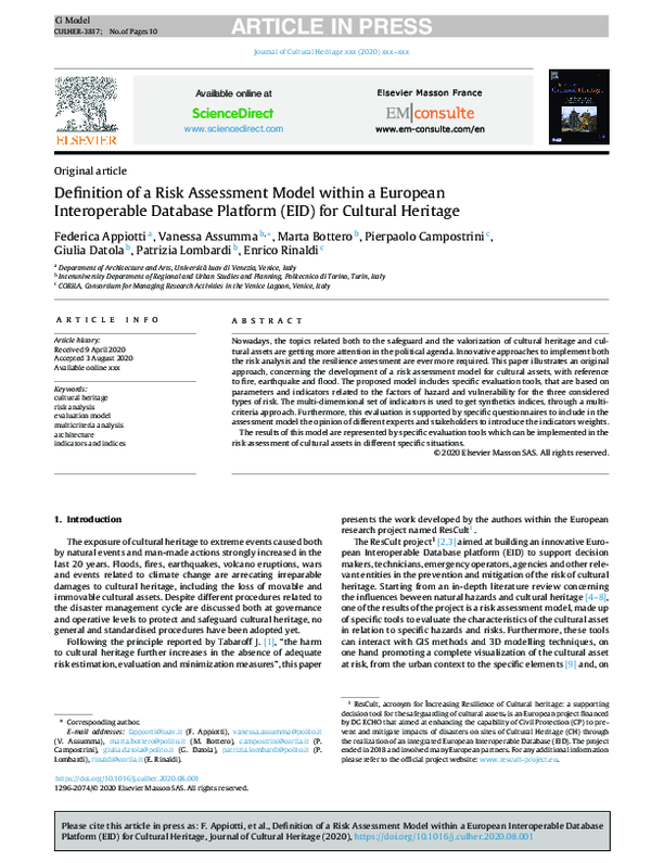 (PDF) Definition of a Risk Assessment Model within a European ...