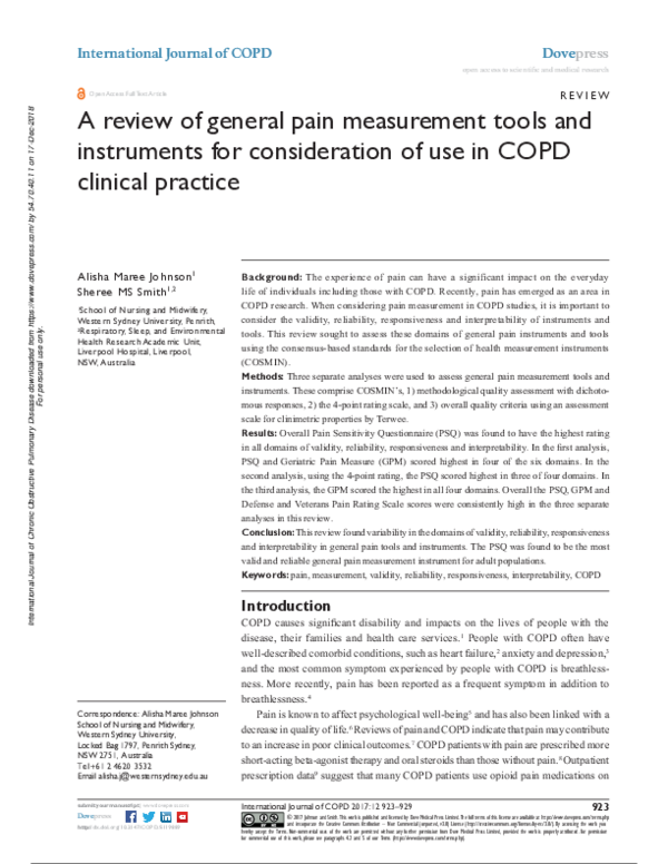 (PDF) A review of general pain measurement tools and instruments for ...