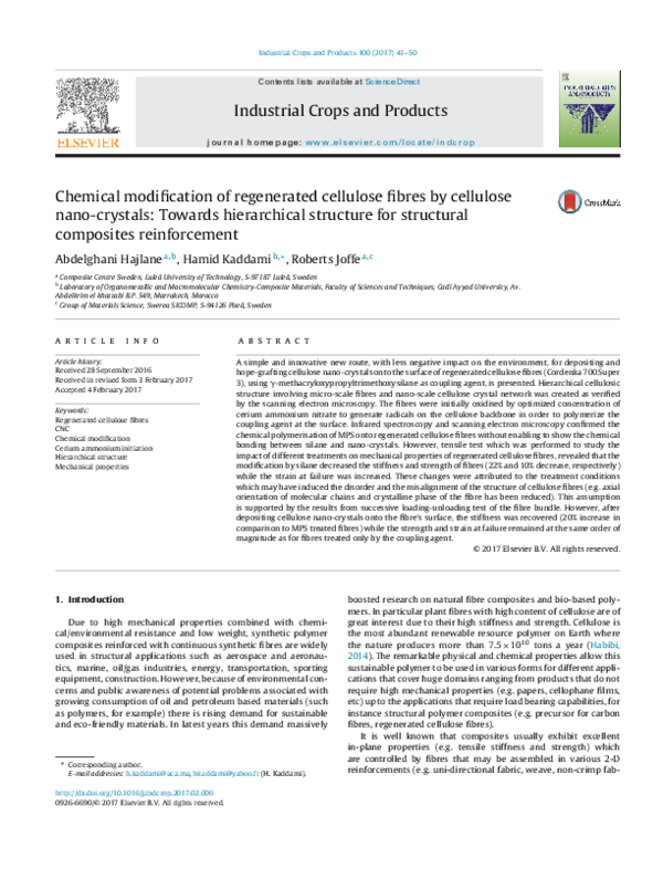 (PDF) Chemical modification of regenerated cellulose fibres by ...