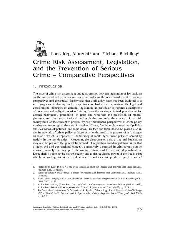 (PDF) Crime Risk Assessment, Legislation, and the Prevention of Serious ...