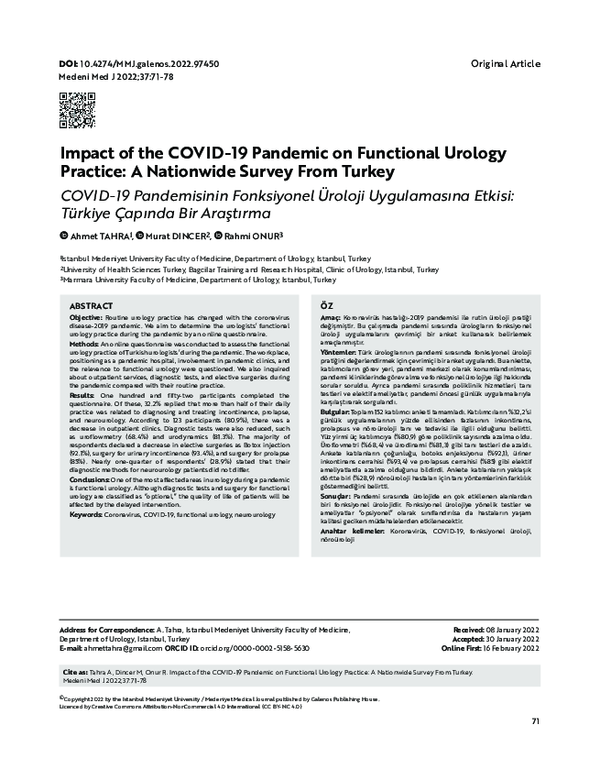 (PDF) Impact of the COVID-19 Pandemic on Functional Urology Practice: A ...