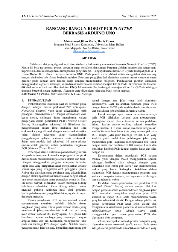 (PDF) RANCANG BANGUN ROBOT PCB PLOTTER BERBASIS ARDUINO UNO | Muhammad