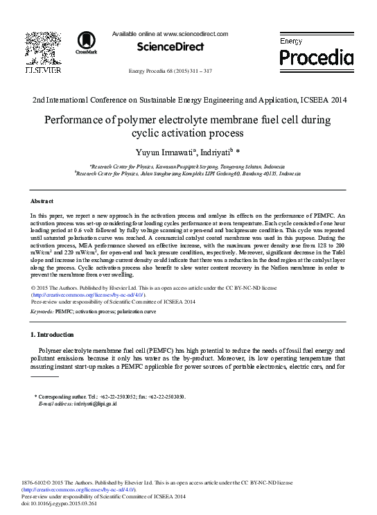 (PDF) Performance of Polymer Electrolyte Membrane Fuel Cell During ...