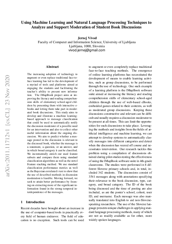 (PDF) Using Machine Learning and Natural Language Processing Techniques ...