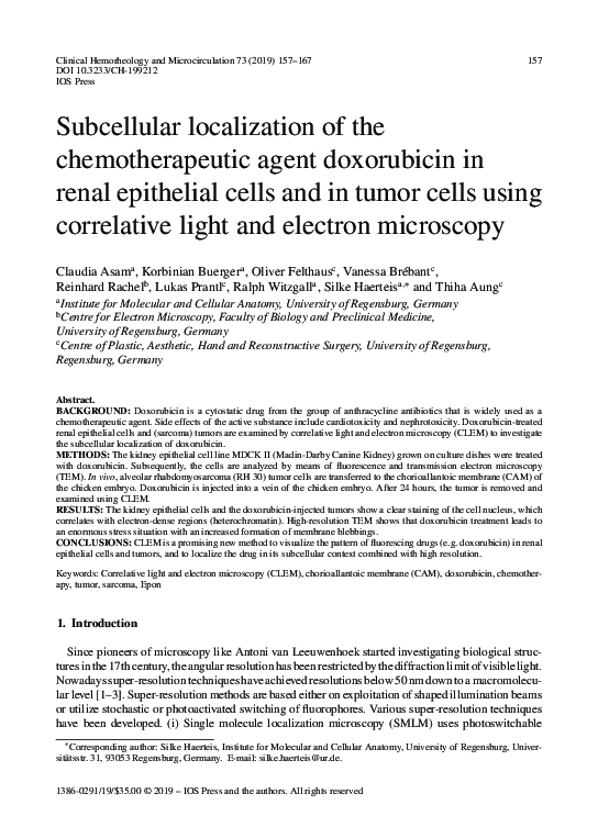 (PDF) Subcellular localization of the chemotherapeutic agent ...