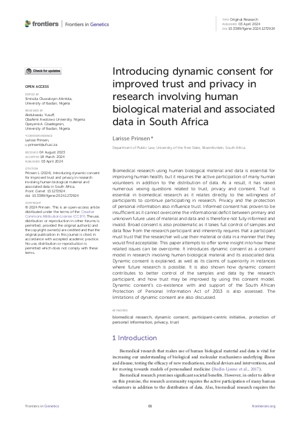 (PDF) Introducing dynamic consent for improved trust and privacy in ...