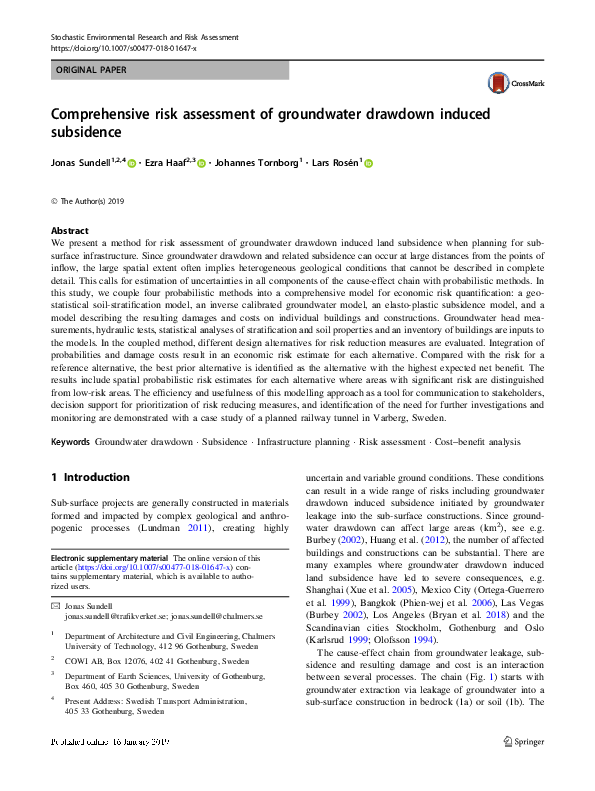 (PDF) Comprehensive risk assessment of groundwater drawdown induced ...