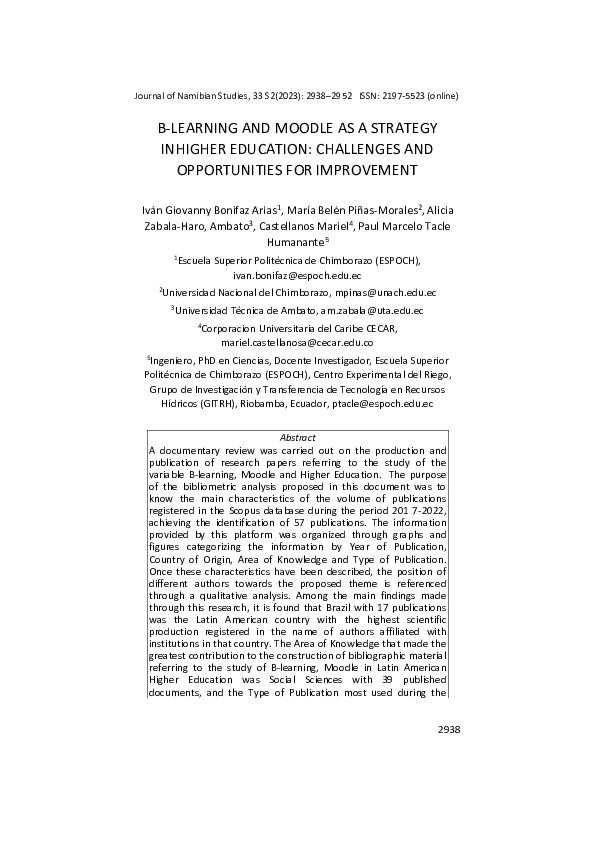 (PDF) B-Learning and Moodle as a Strategy Inhigher Education ...