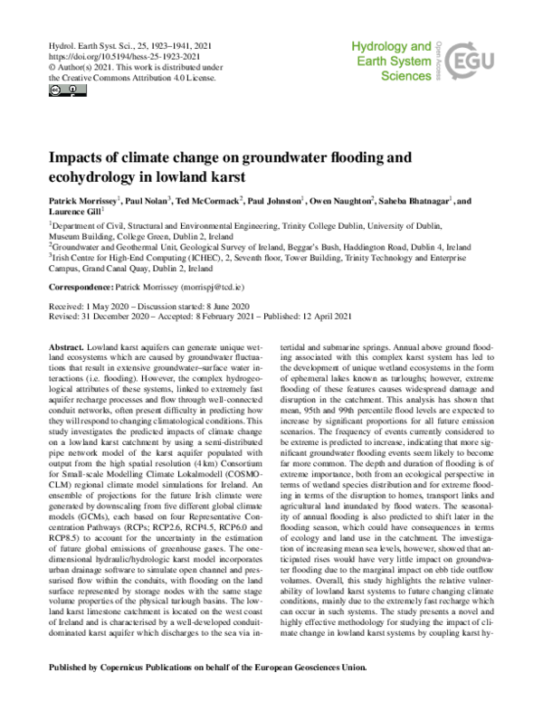 (PDF) Impacts of climate change on groundwater flooding and ...