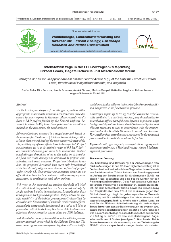 (PDF) Nitrogen deposition in appropriate assessment under Article 6 (3 ...
