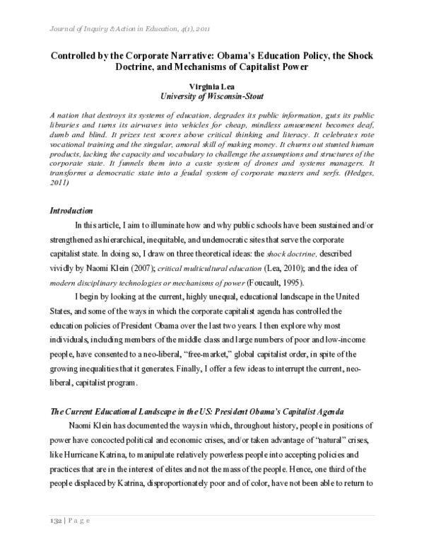 (PDF) Controlled by the Corporate Narrative: Obama's Education Policy ...