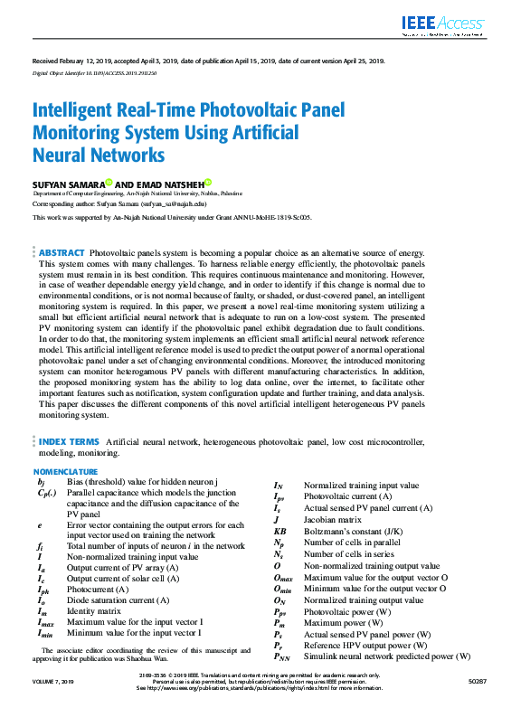(PDF) Intelligent Real-Time Photovoltaic Panel Monitoring System Using ...