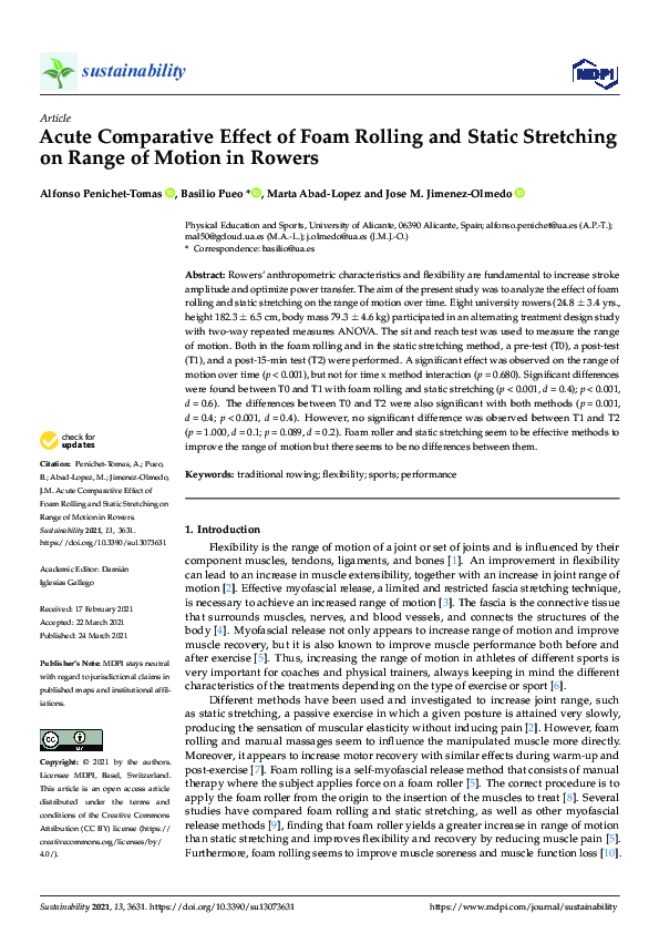 (PDF) Acute Comparative Effect of Foam Rolling and Static Stretching on ...