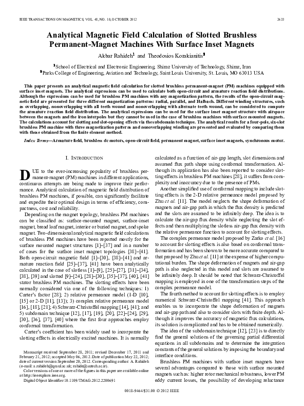 (PDF) Analytical Magnetic Field Calculation of Slotted Brushless ...