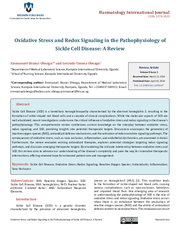 (PDF) Oxidative Stress and Redox Signaling in the Pathophysiology of ...