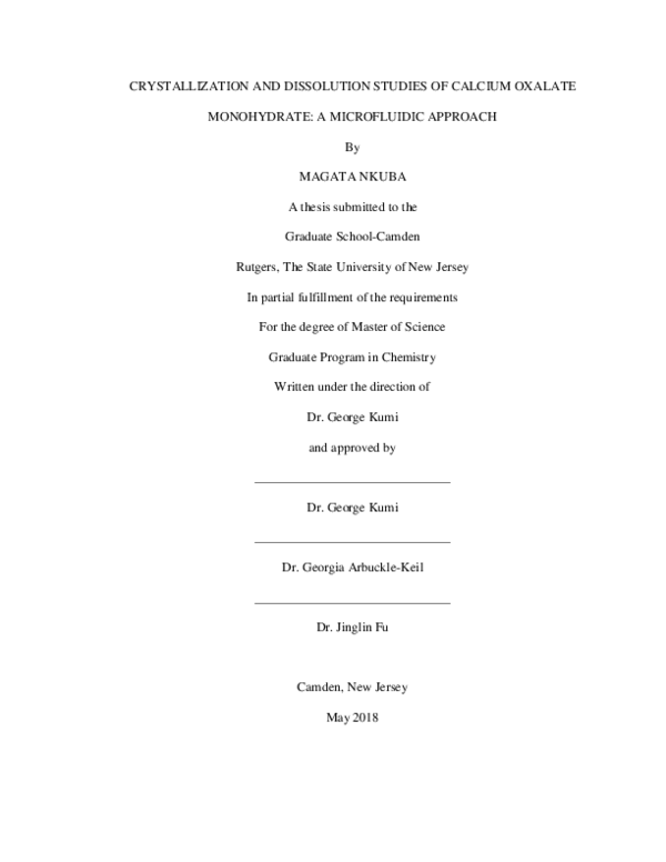 (PDF) Crystallization and dissolution studies of calcium oxalate ...