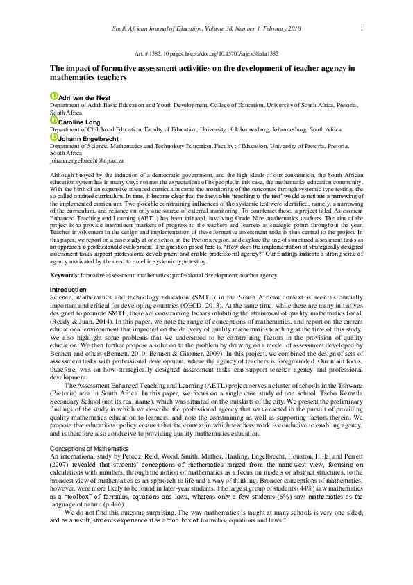 (PDF) The impact of formative assessment activities on the development ...