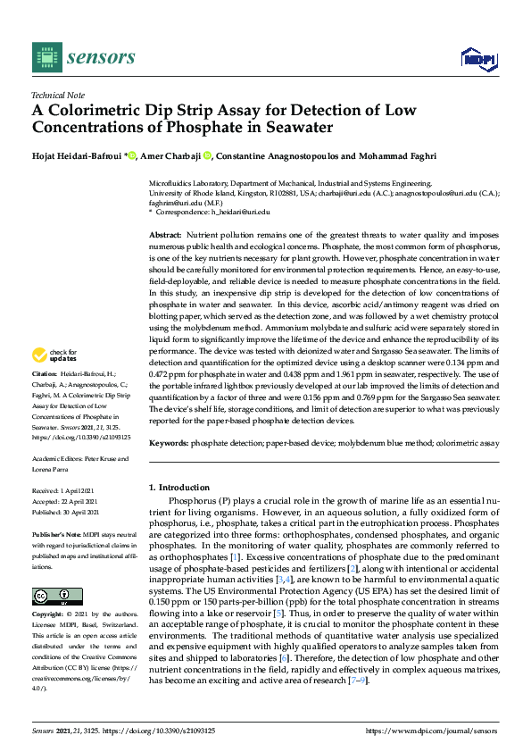 (PDF) A Colorimetric Dip Strip Assay for Detection of Low ...