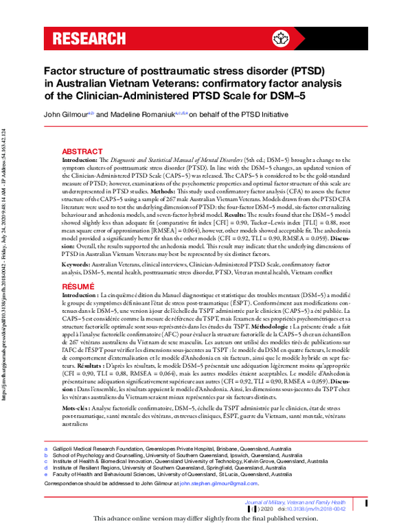 (PDF) Factor structure of posttraumatic stress disorder as measured by ...