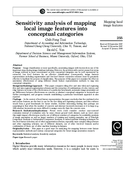 (PDF) Sensitivity analysis of mapping local image features into ...