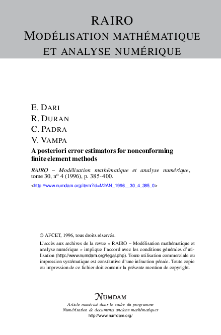 (PDF) A posteriori error estimators for nonconforming finite element ...