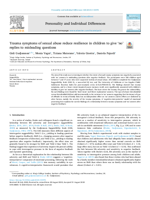 (PDF) Trauma symptoms of sexual abuse reduce resilience in children to ...