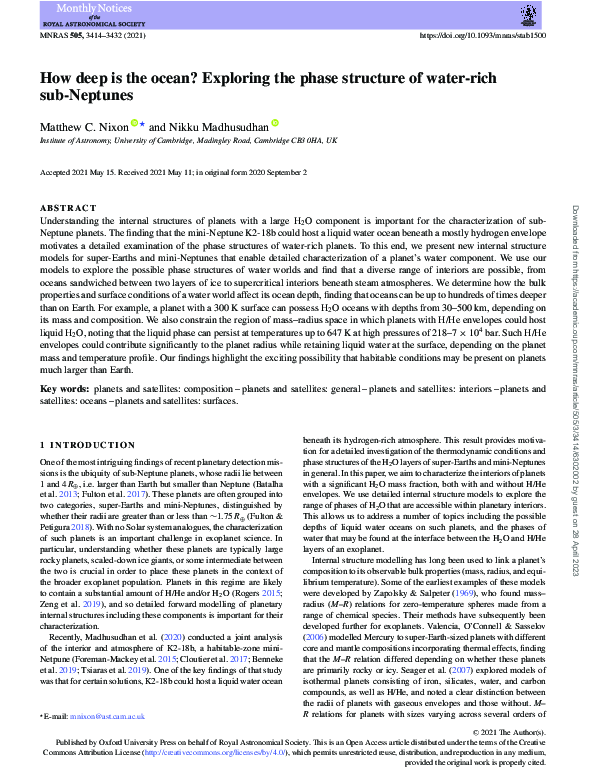 (PDF) How deep is the ocean? Exploring the phase structure of water ...