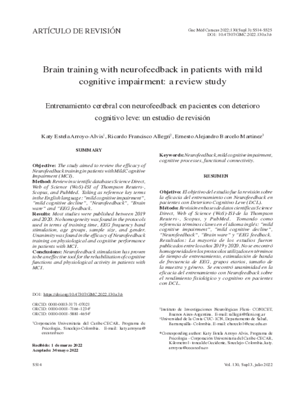 (PDF) Brain training with neurofeedback in patients with mild cognitive ...