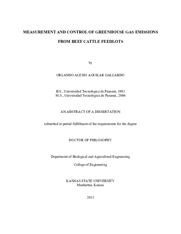 (PDF) Measurement and control of greenhouse gas emissions from beef ...