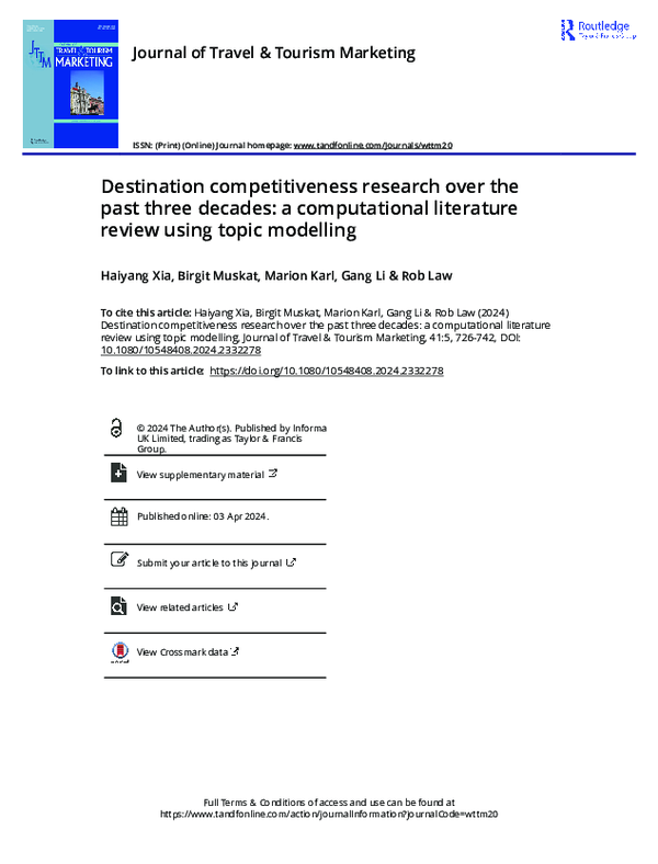 (PDF) Destination competitiveness research over the past three decades ...