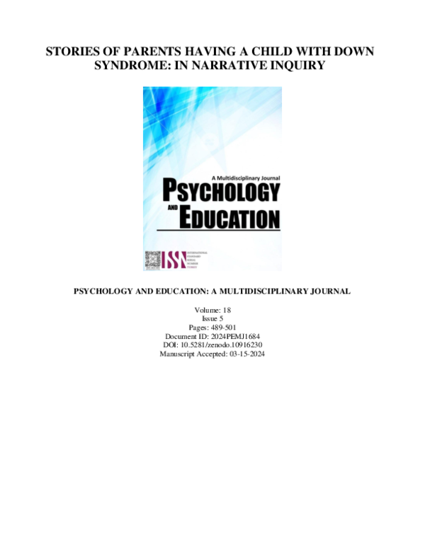 (PDF) Stories of Parents Having A Child With Down Syndrome: In ...