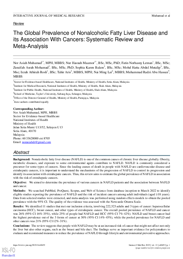 (PDF) The Global Prevalence of Nonalcoholic Fatty Liver Disease and its ...