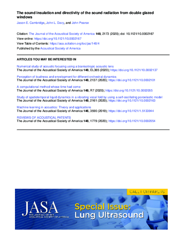 (PDF) The sound insulation and directivity of the sound radiation from ...