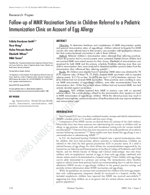 (PDF) Follow-up of MMR Vaccination Status in Children Referred to a ...