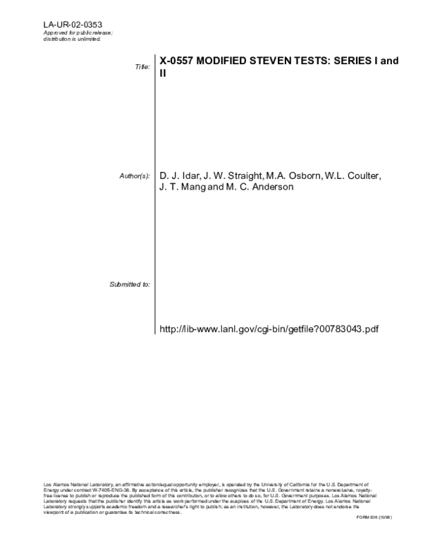 (PDF) X-0557 modified Steven tests : series I and II