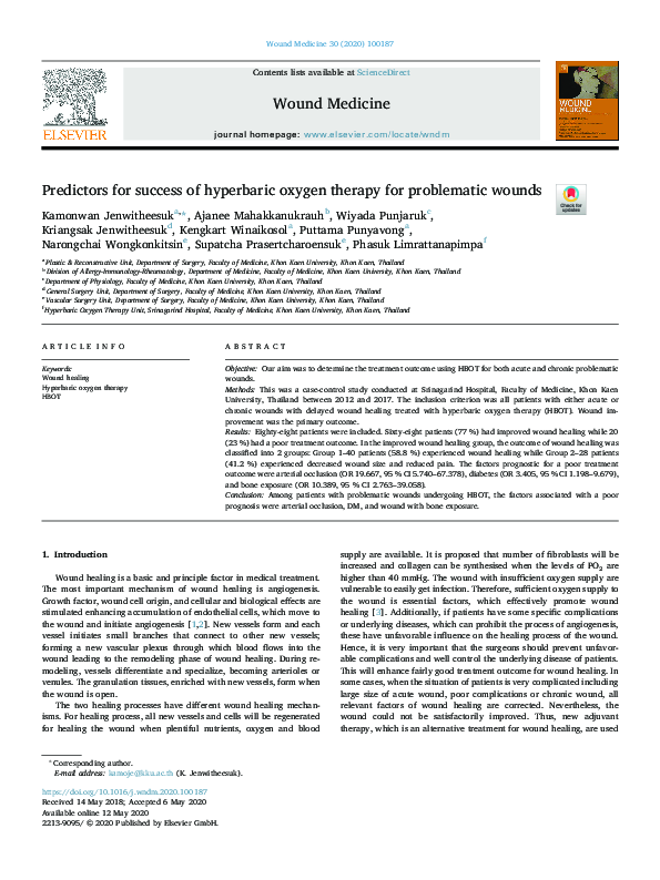 (PDF) Predictors for success of hyperbaric oxygen therapy for ...