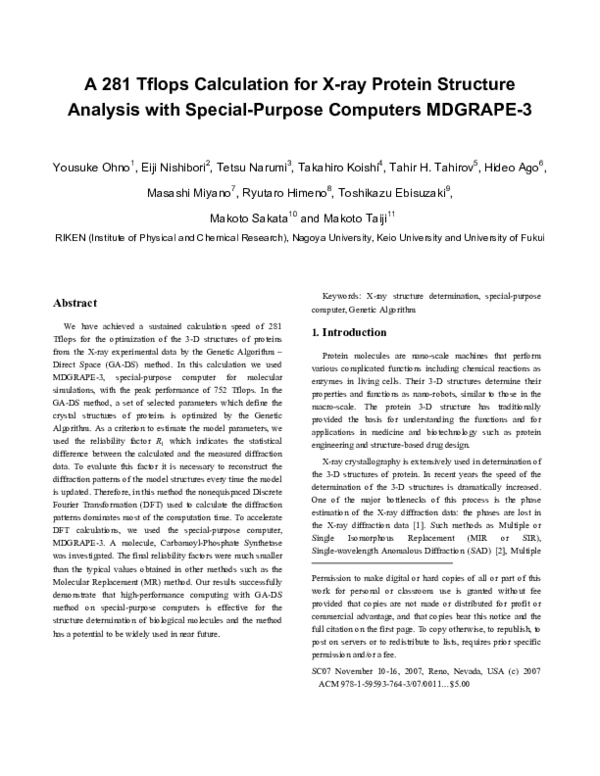 (PDF) A 281 Tflops calculation for X-ray protein structure analysis ...