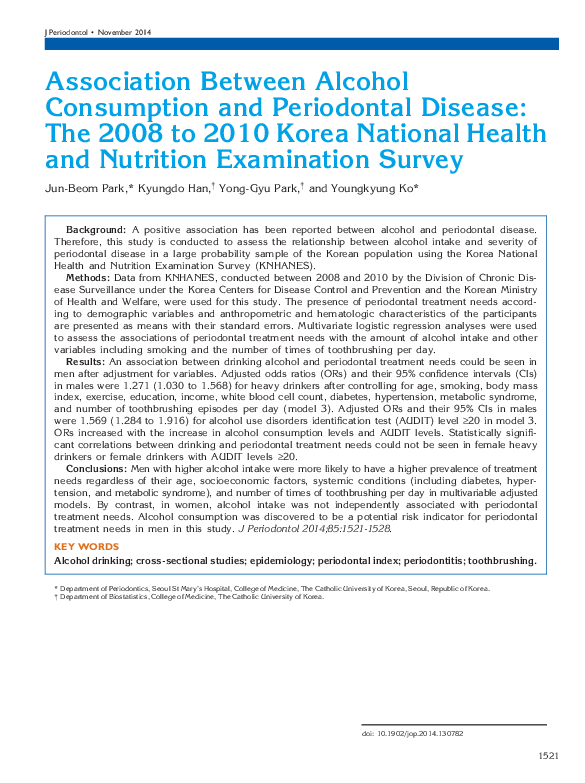(PDF) Association between Alcohol Consumption and Pre-Diabetes among ...